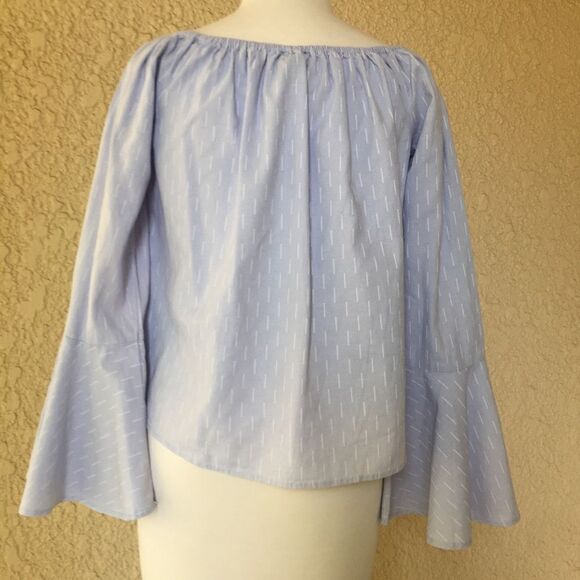 Buffalo David Button Off the Shoulder Top Blue S - Picture 3 of 7